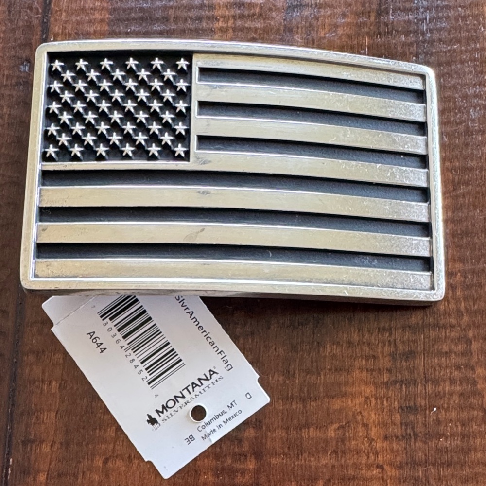 Montana Silversmiths Silver Flag Belt Buckle